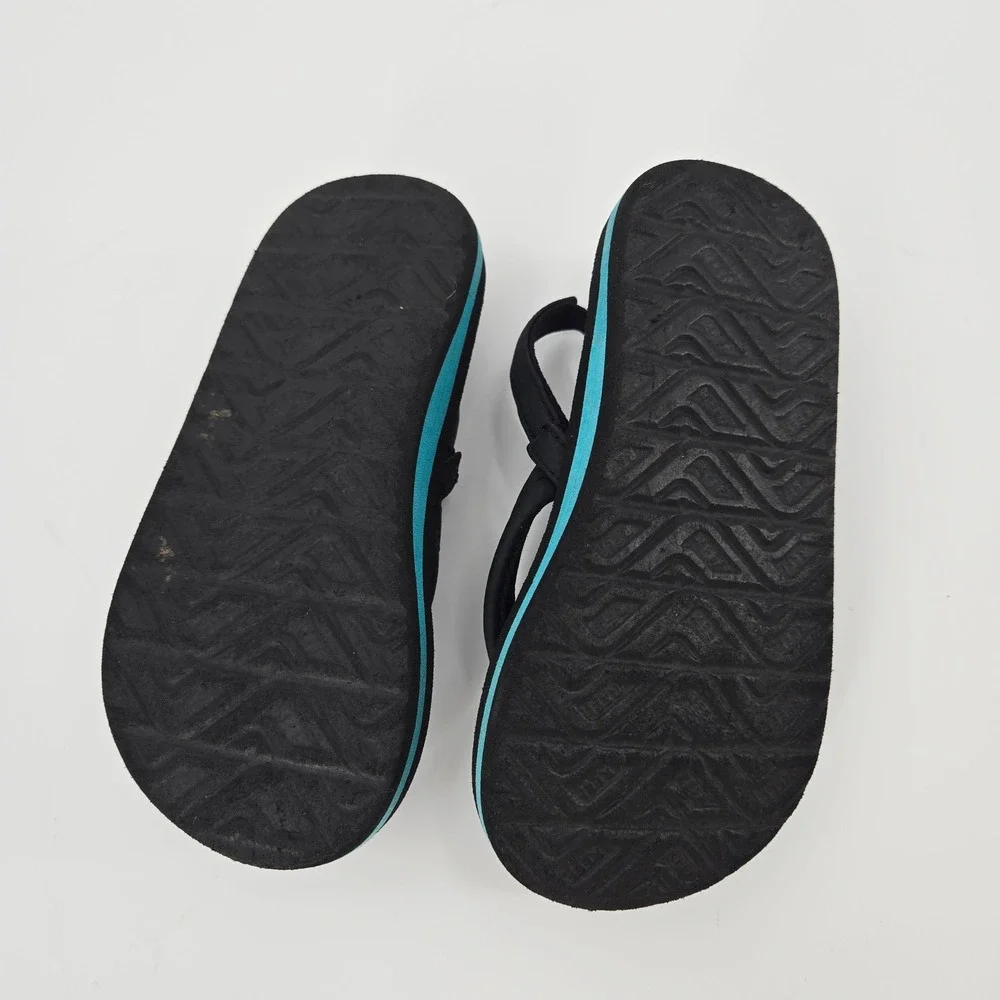 Reef Kids Ahi Sharkade Black Teal Galaxy Flip Flop Sandals Size 9‎